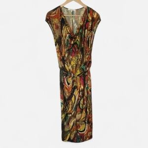 MAXMARA slinky jersey printed dres, cowl neck, cap sleeves, Size 44